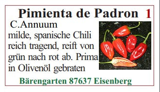 Chilisamen - Pimienta de Padron